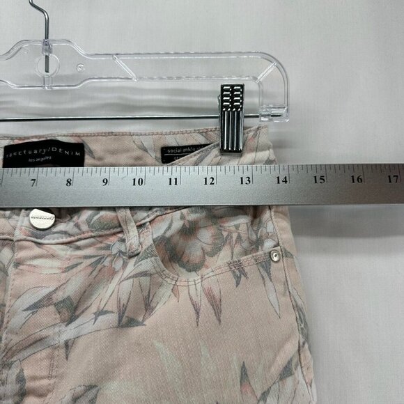 Sanctuary / Denim Jeans Sz 26 Social Ankle Skinny Cotton Blend Floral Light Pink - Picture 9 of 11